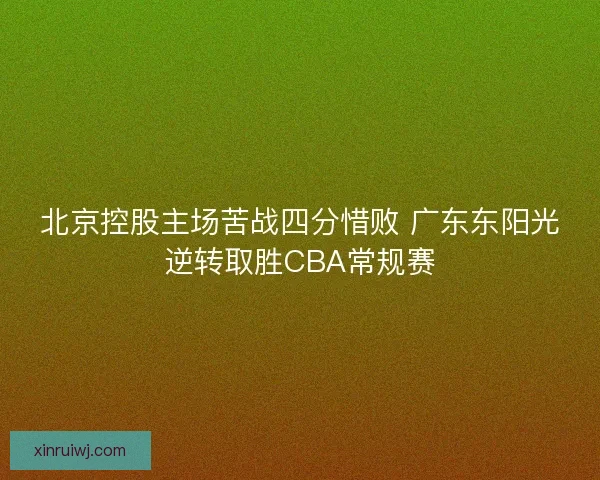 北京控股主场苦战四分惜败 广东东阳光逆转取胜CBA常规赛